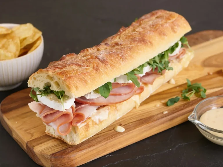 Bocadillo de jamón en pan de barra